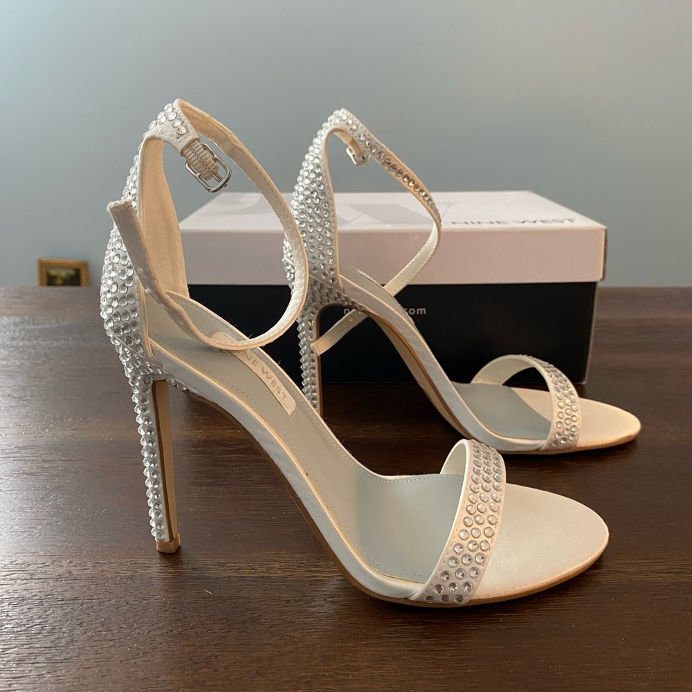 Nine West rhinestone and satin heels
